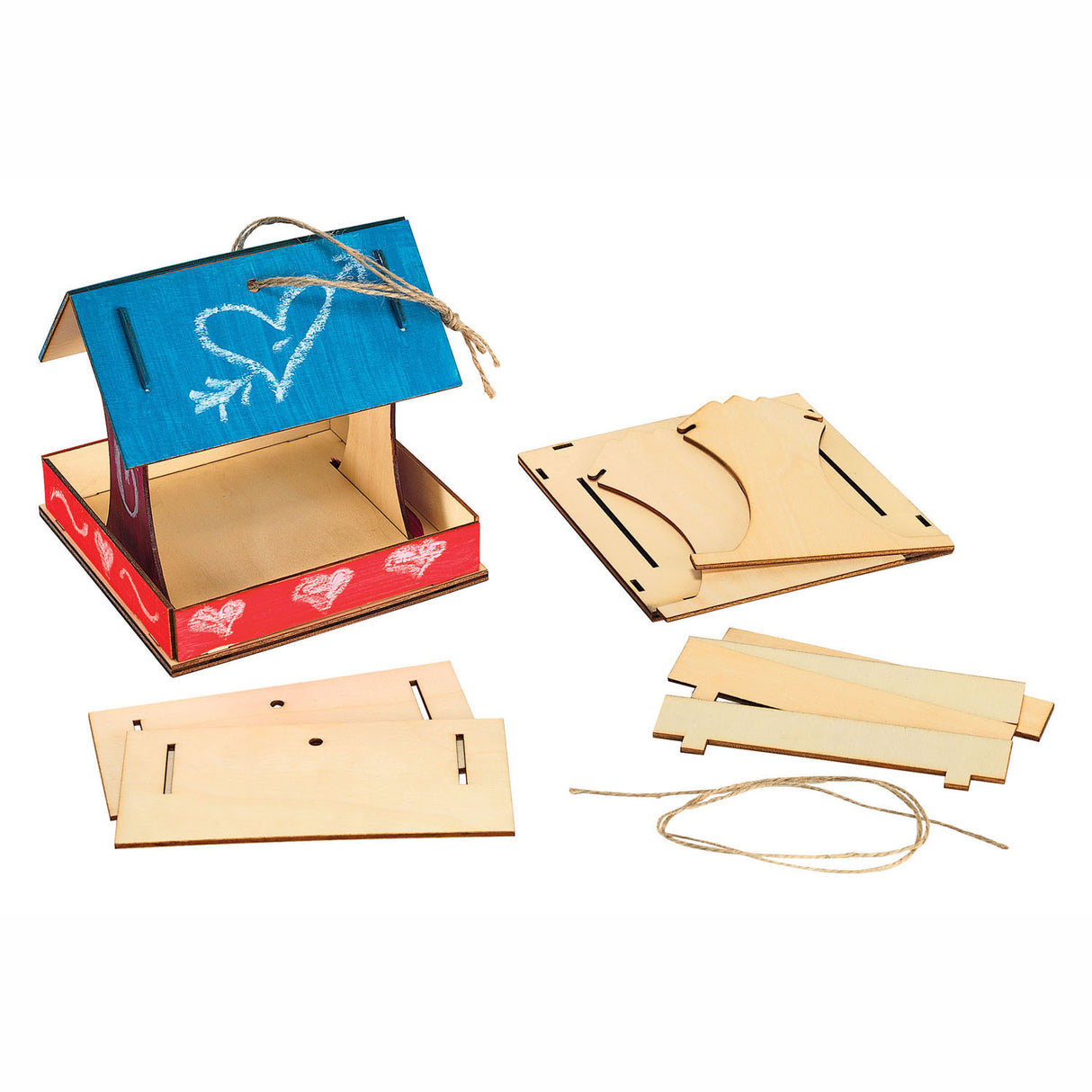 Färben - Machen Sie ein eigenes Holzvogelfutterhaus, Set von 6
