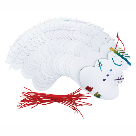 Colorations Rubbelkarten-Schneemann-Weihnachtsanhänger, 24er-Set