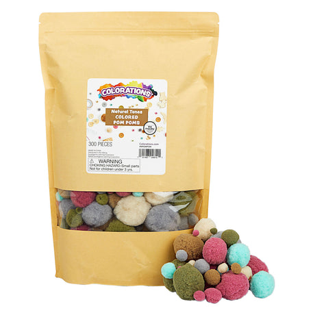 Färbung - Pom Poms natürliche Farbtöne und Farbe, 300st.
