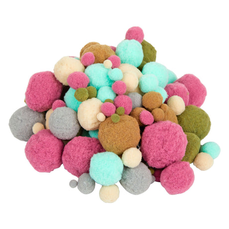 Färbung - Pom Poms natürliche Farbtöne und Farbe, 300st.