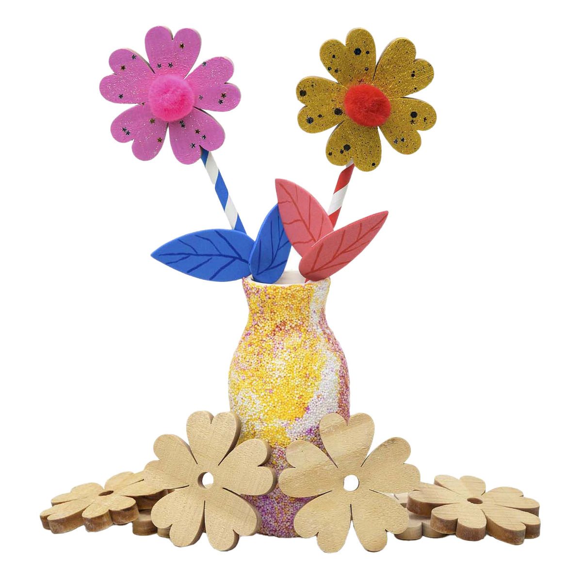 Große Holzblumen, 20 Stück.