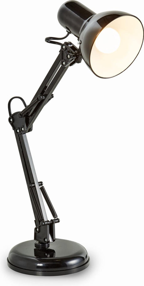 B.k.licht – schwarze Tischlampe – industrielle Schreibtischlampe – kippbares Retro-Metalldesign – Schreibtischlampe mit E14-Fassung – exkl. Lichtquelle
