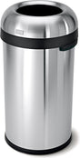 Simplehuman open afvalbak - 60 liter - ronde - zwaar geborsteld roestvrij staal