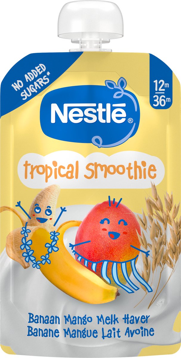 Nestlé tropischer Smoothie-Bananen-Mango-Milch-Hafer – 12+ Monate – 8 x 110 g
