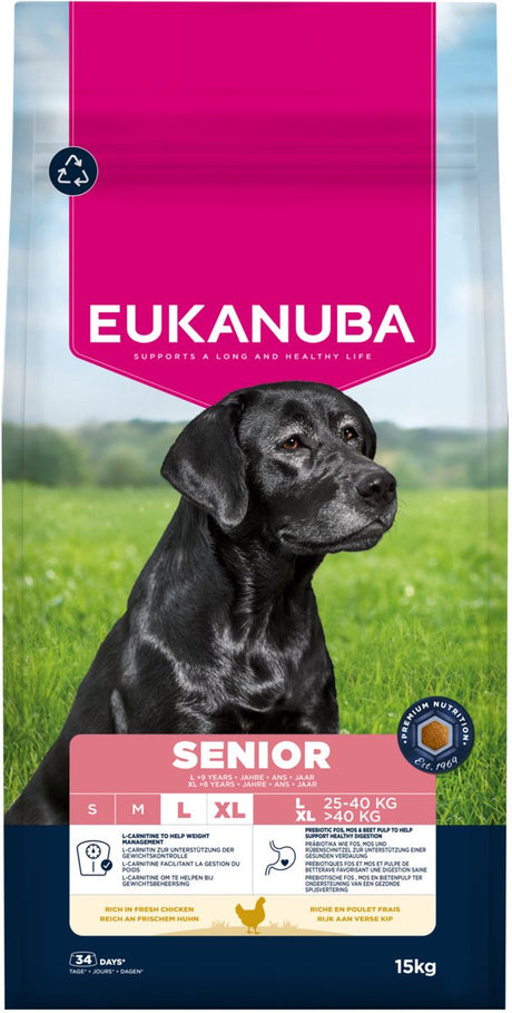 Eukanuba senior – Trockenfutter für Hunde – Huhn – 15 kg – große Rassen