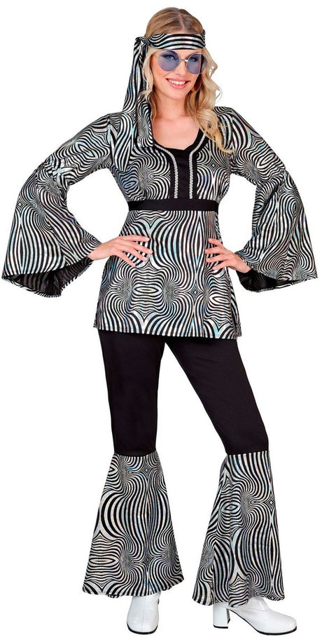Widmann 70er Jahre Groovy Kostüm Disco Silber XXL Damen