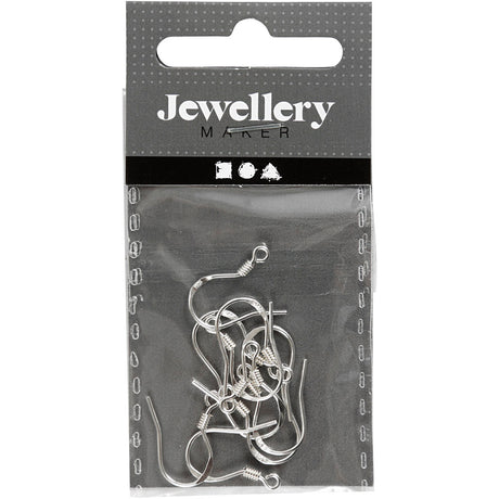 Creativ Company Ohrringhaken, L: 14 mm, Silber, 10 Stück 1 Box