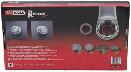 KS Tools KS-Tools RescuePower Doppelringschlüsselsatz Doppel-Ringmaulschlüssel 7tlg. abgedeckt