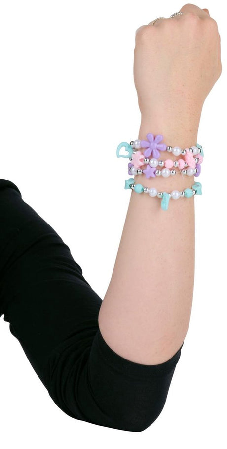 Eddy Toys Perlen-Schmuckherstellungsset – 3000 Stück Figurenperlen – für Armbänder und Halsketten – regt Kreativität und Feinmotorik an – Lila, Hellrosa, Hellblau