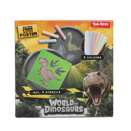 Toi-toys Welt der Dinosaurier Gehwegkreide Dino mit Schablonen, 10 Stk.