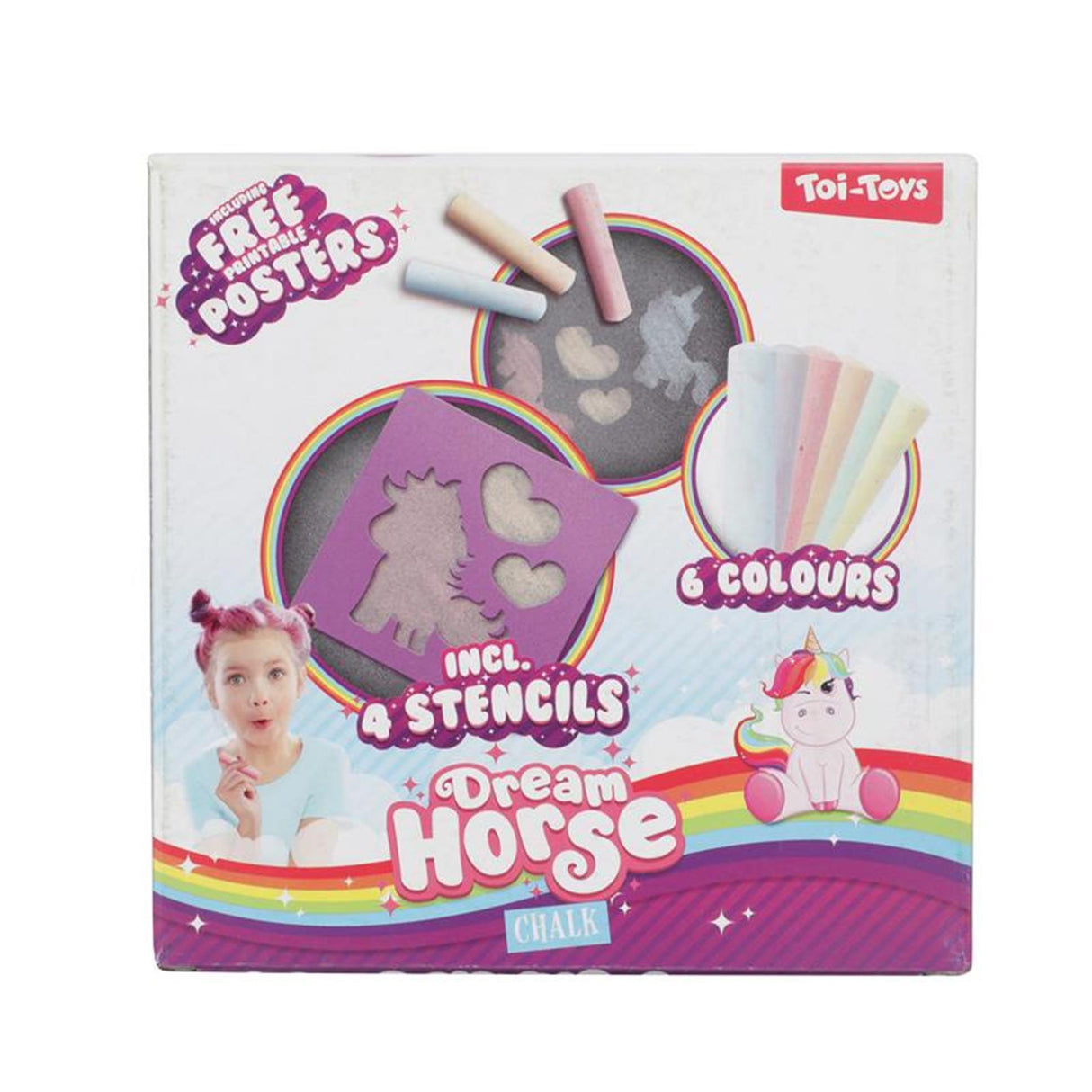 Toi-toys Toi Toys Dream Horse Einhorn Gehwegkreide-Set mit 4 Schablonen