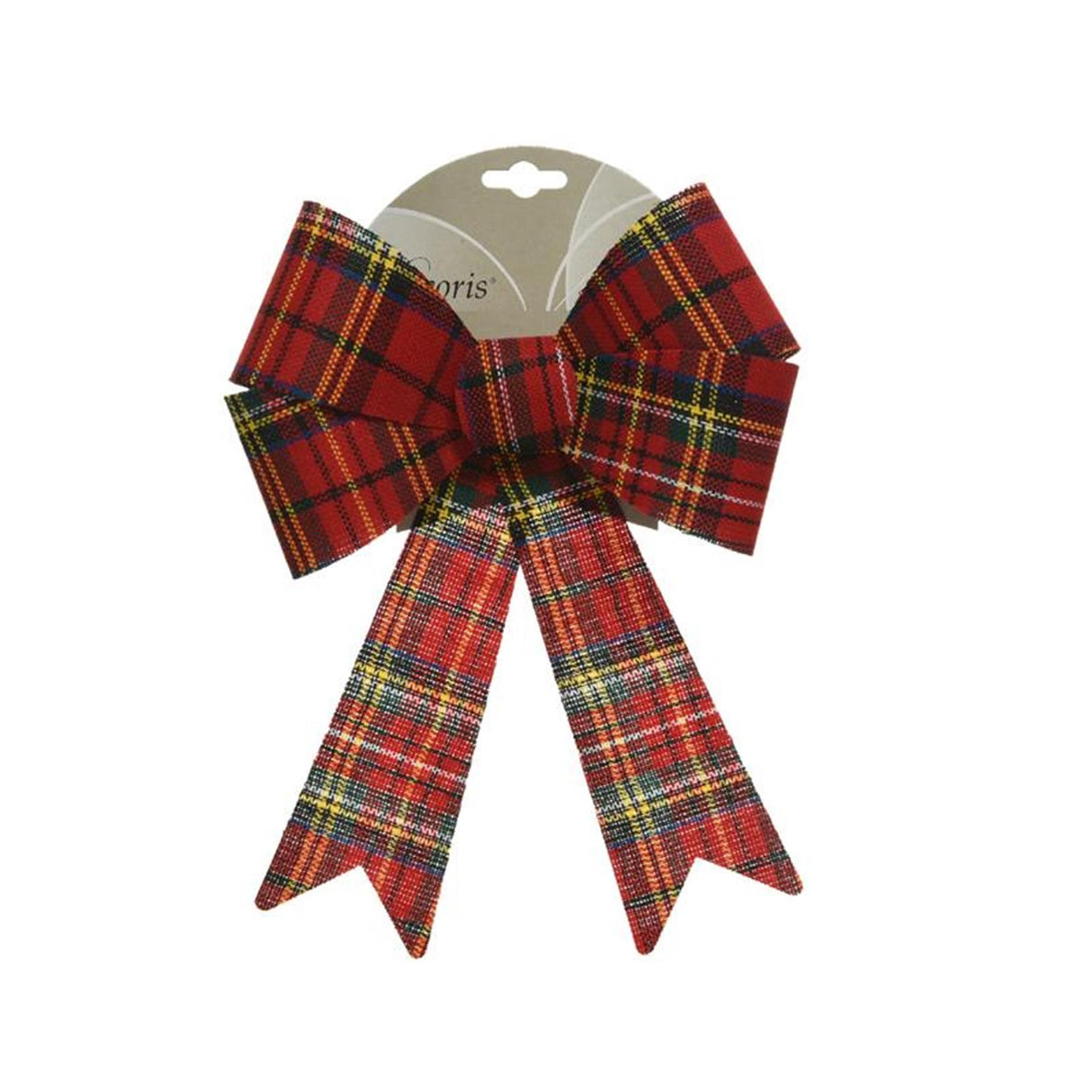 Decoris strik polyester schotse ruit -l22cm b26cm- met buigbaar draad