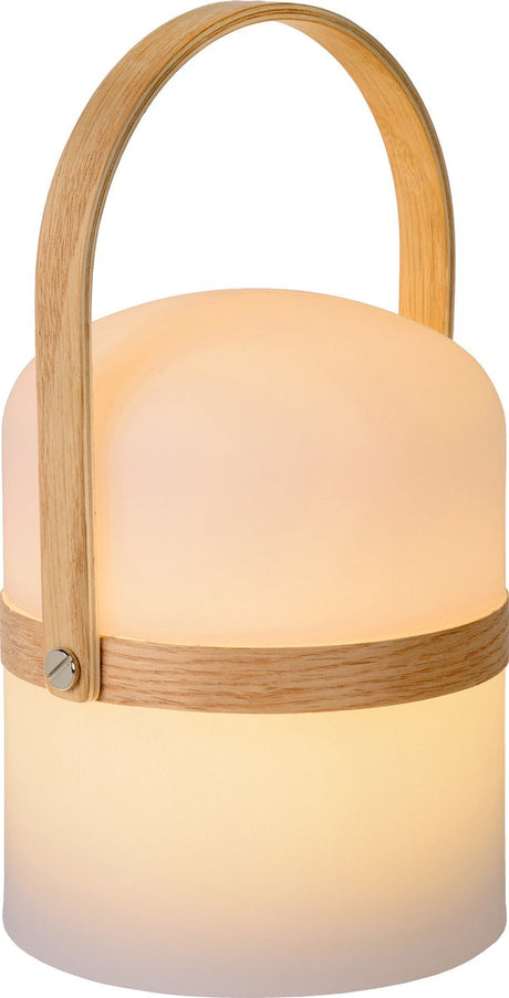 Lucide joe - oplaadbare tafellamp binnen buiten - accu batterij - ø 14,5 cm - led dimbaar - 1x3w 3000k - ip44 - wit - japandi