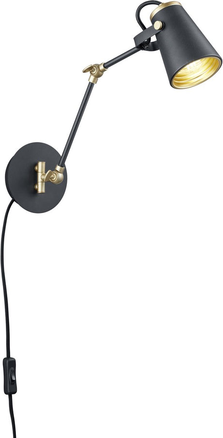 Trio Edward - Wandleuchte - Schwarz matt - exkl. Leuchtmittel 1x E14 3,5 W - Fernbedienung - integrierter Dimmer - stufenlos einstellbare Lichtfarbe - nicht extern dimmbar - RGBW-Farbwechsler - Memory-Funktion - Wiz