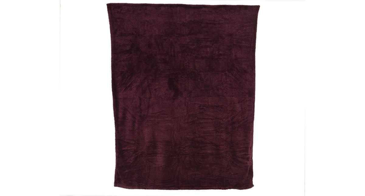 Throw polyester flannel diamond burgundy l130 w170 h0.80cm