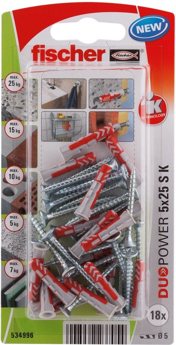 Fischer 534996 duopower 5 x 25 s k nv Steckerset 25 mm 5 mm 1 Satz(e)