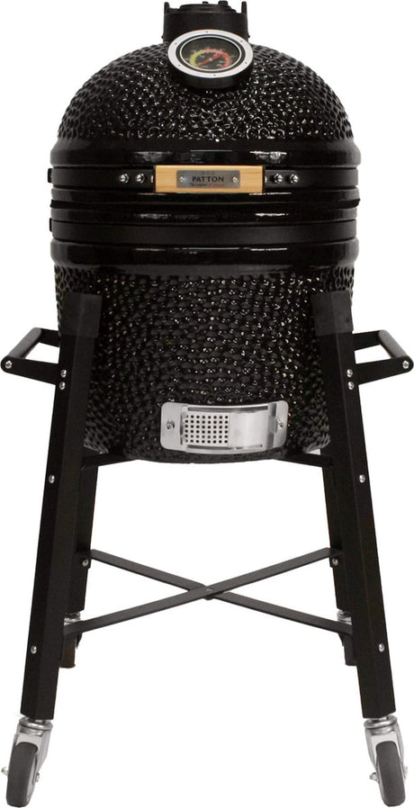 Patton premium kamado 15 met verrijdbaar onderstel - medium - ø33,5 cm - zwart