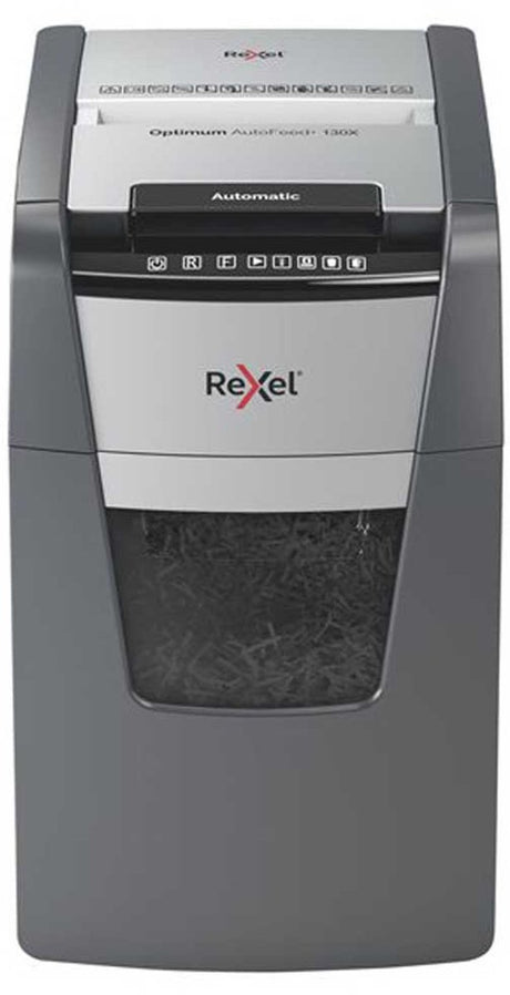 Rexel Optimum Autofeed+ 130x Aktenvernichter – P4 vernichtet – Automatischer Einzug bis zu 130 Blatt – 44 l – Schwarz