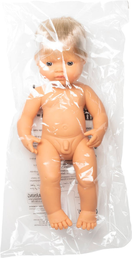 Miniland-Puppe – Europäischer Junge 38 cm – mit Vanilleduft – wasserfest – 10 Monate