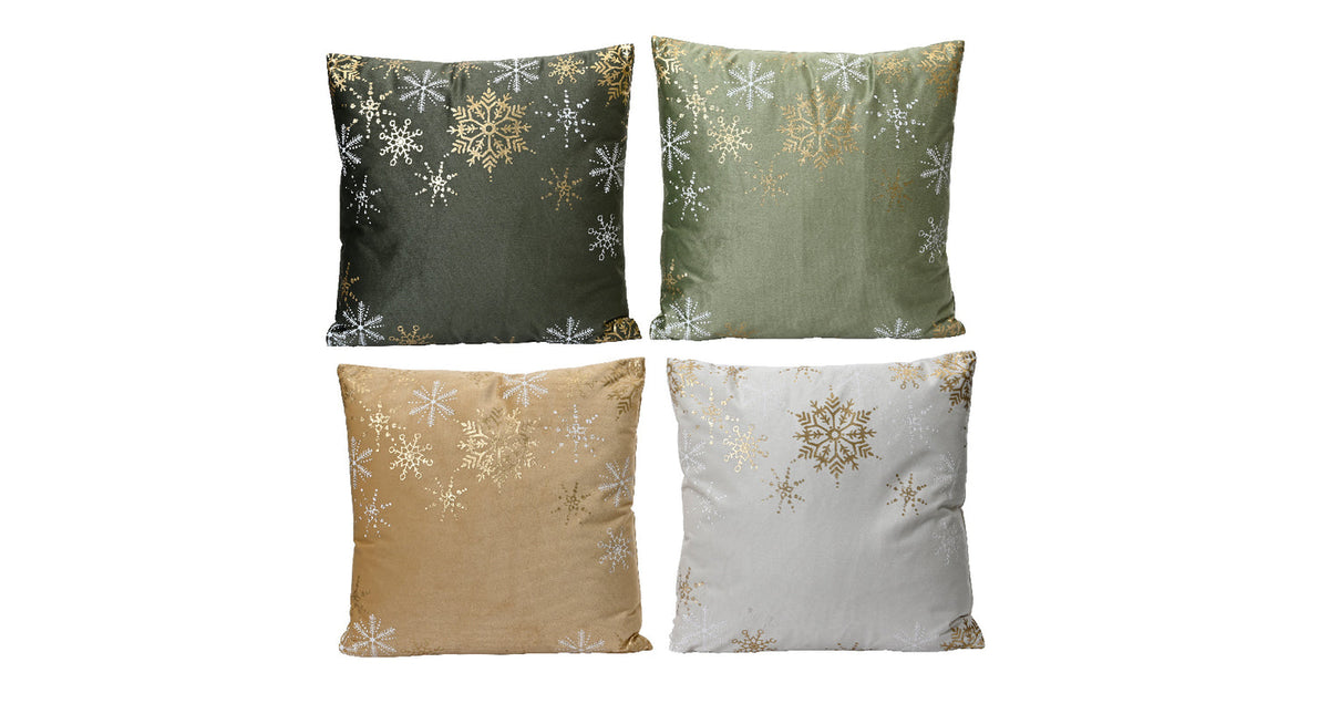 Kussen polyester sneeuwster 4 assortie 45x45x4cm