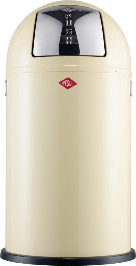 Wesco Pushboy Abfallbehälter | 50 Liter | Metall - Mandel | Mülleimer - hergestellt in Deutschland