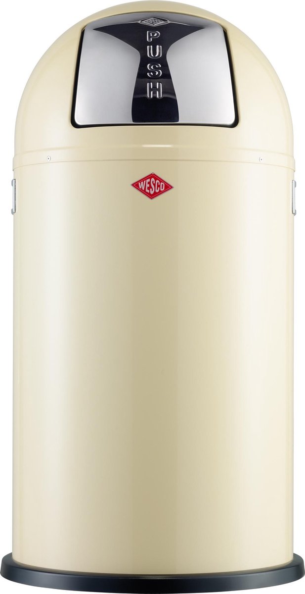 Wesco Pushboy Abfallbehälter | 50 Liter | Metall - Mandel | Mülleimer - hergestellt in Deutschland