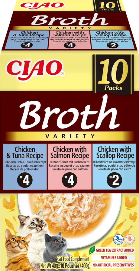 Inaba ciao broth kattenvoer natvoer kip zeevruchten maaltijdzakjes 10x40g