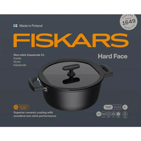 Fiskars pot 5l met niet-aanhechtende coating en harde gezichtsdeksel