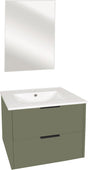 Differnz Bolo Badezimmermöbel-Set 61 x 50 x 46 cm, FSC-MFC-Platte, weiße Keramik, grün matt