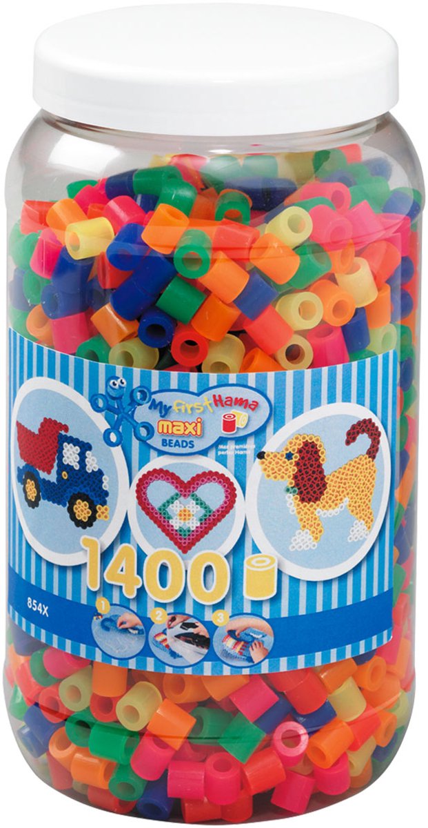 Hama Iron Perlen Maxi im Topf - Neonmix (051), 1400st.