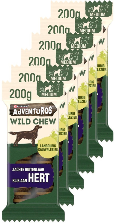 Adventuros Wild-Kaumittel mittel – Hundesnacks – Hirsch – 6 x 200 g