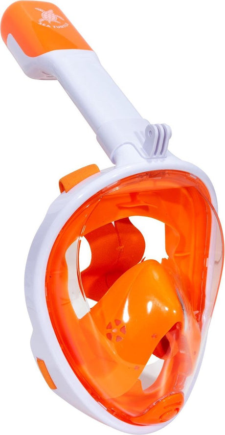 Meeresschildkröten-Schnorchelmaske – Schnorchel – Taucherbrille – Schnorchelset – Vollgesichtsmaske – Erwachsene – Weiß Orange – S m