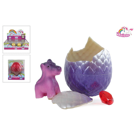 Einhorn-Ei mit wachsendem Einhorn und Raute 8cm 6-fach sortiert