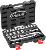 Vigor Steckschlüsselsatz V7202 Steckschlüsselsatz 1 2 24-TG Superflach V7202