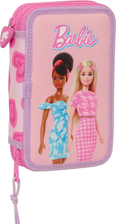 Barbie gefülltes Federmäppchen, Herz - 28-tlg. - 19,5 x 12,5 x 4 cm - Polyester