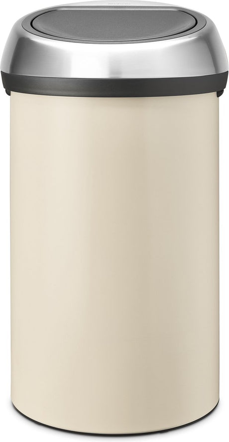Brabantia Touch Bin Abfallbehälter – 60 Liter – Deckel aus weichem beige-matten Stahl