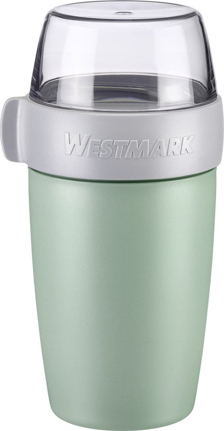 Westmark Müslibecher Lunchpot, mit 2 auslaufsicheren Fächern: 200 ml + 500 ml, Kunststoff, natur BPA-frei, mintgrün grau klar, 5285226m