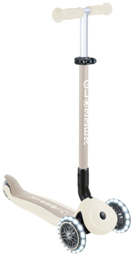Globber Mitwachsroller – Go Up Active Lights Kokosnuss – Beige – leuchtende Räder – mit Schiebestange – höhenverstellbar – von 15 Monaten bis 9 Jahren
