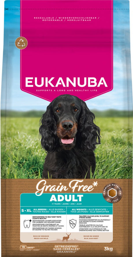 Eukanuba hondenvoer droog grain free adult all sizes hert - 3 kg