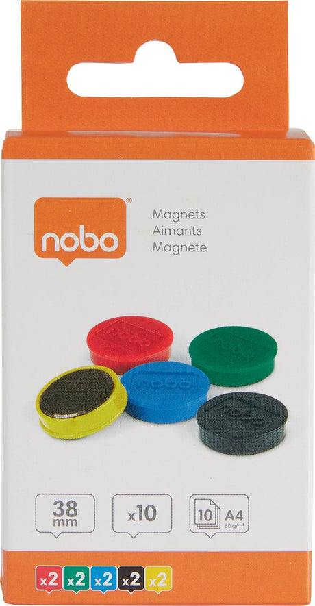 Magnetische Whiteboard-Magnete von Nobo – 10er-Pack – 38-mm-Magnete – verschiedene Farben