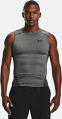 Under Armour UA HG Armour Comp SL-Gry Herren-Sportshirt – Carbon Heather – Schwarz