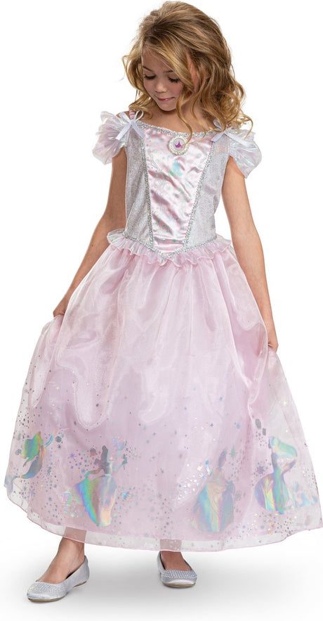 Verkleidung Disney Princess – Multi-Prinzessin, Disney Princess Multi-Prinzessin-Kleid Deluxe, Größe M (7–8 Jahre), Mädchen