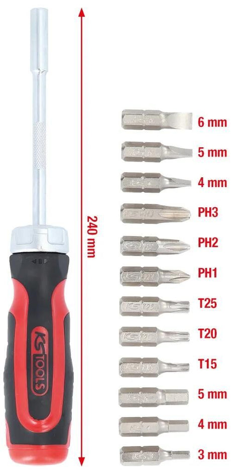 Ks Tools Schraubendreher-Set 12 in 1 Ratschen-Bit-Schraubendreher. 12 in 1
