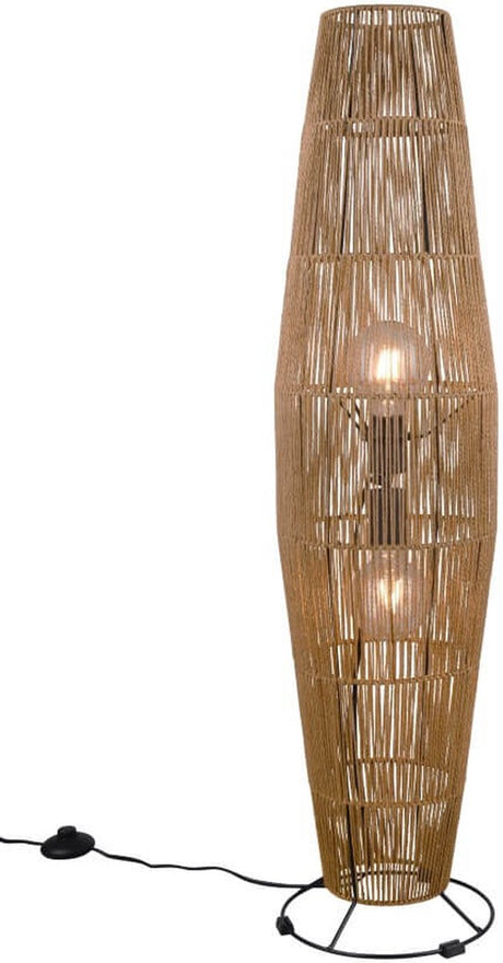 Rl lebe dein Licht Reality Miki - Stehleuchte - Braun - exkl. 2x E27 40W - Fußschalter - Natursisal