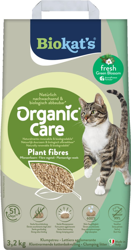 Biokat's Bio-Pflege-Pflanzenfasern frisch - 3,2 kg - Katzenstreu - klumpend - mit Duft