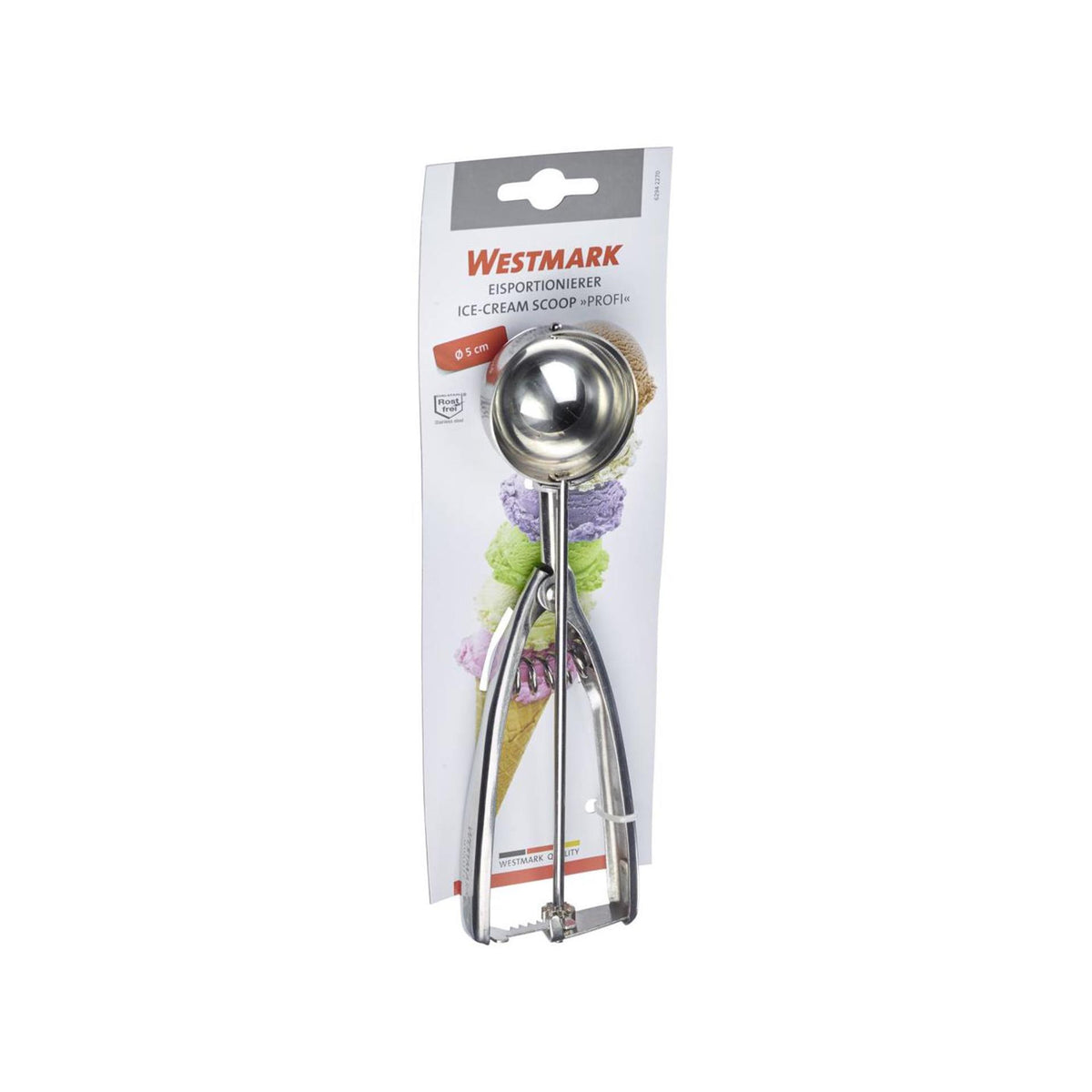 Westmark Eislöffel Eisportionierer, mit Zangengriff, Länge: 21,8 cm, Edelstahl, Profi, Silber, 62942270