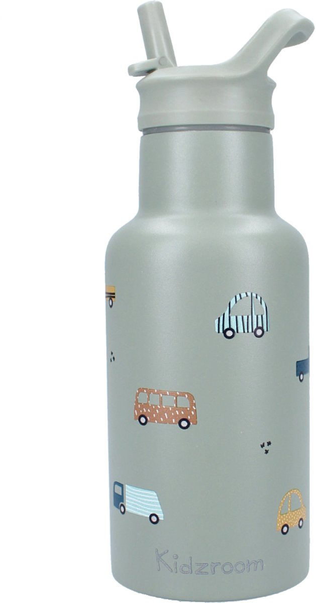 Kidzroom Sweet Cuddles – Schulbecher und Trinkflasche – 350 ml – Edelstahl – Autos – Grün