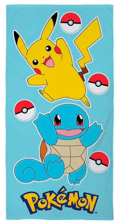 Pokémon pokemon strandlaken squirtle en pikachu 70 x 140 cm lichtblauw