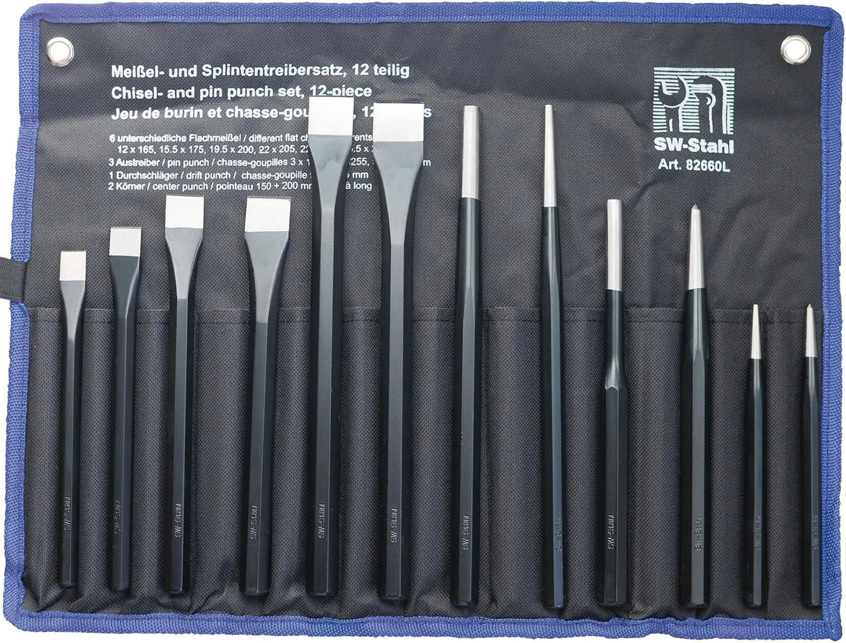 SW Stahl SW-Stahl Schlagwerkzeug-Satz 82660L Meißel Splintentreiber-Satz 12tlg.