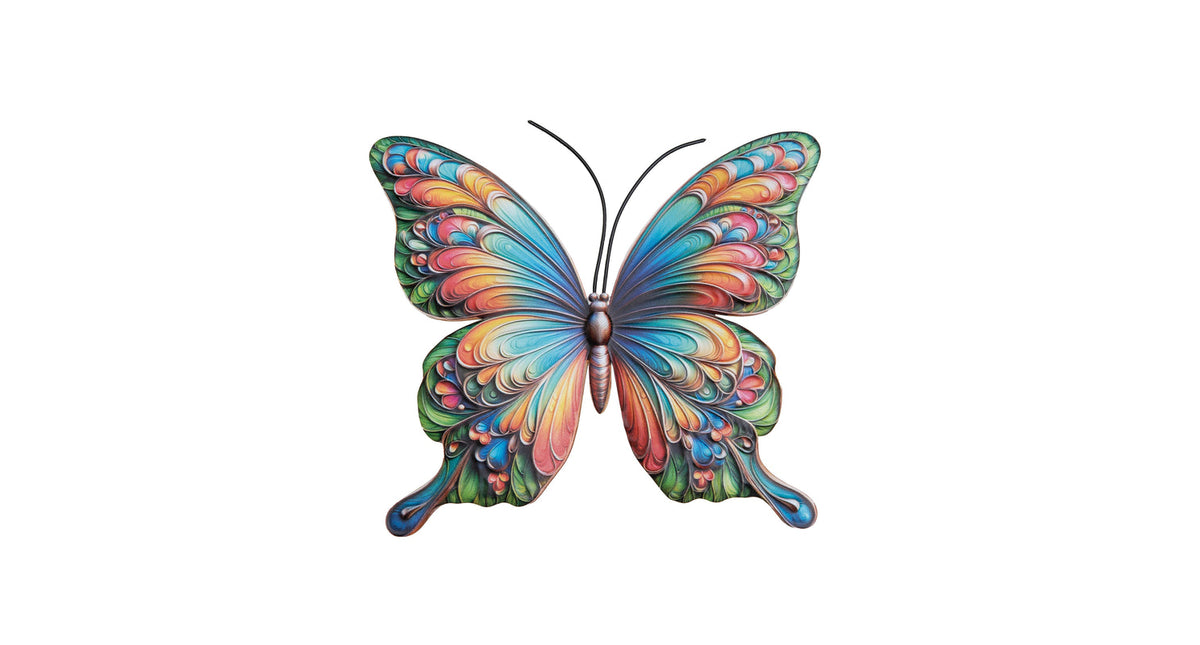 Vlinder wanddeco metaal 16.8x18cm